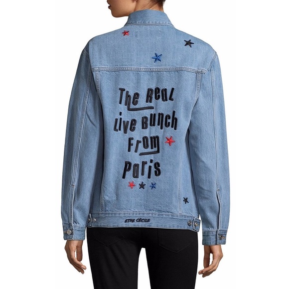 Etre Cecile The Real Live Bunch Oversize Denim Jacket in Light Blue Size M - Picture 3 of 4